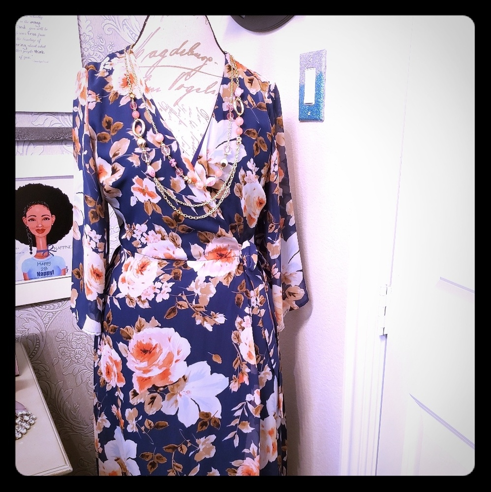 Navy wrap dress